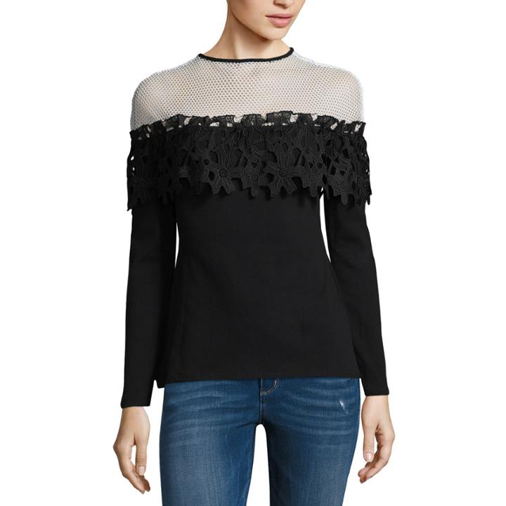 Project Runway Ruffle Shoulder Lace Top