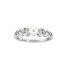 Womens Diamond Accent White Pearl Sterling Silver Delicate Ring