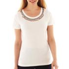 St. John's Bay Short-sleeve Beaded T-shirt