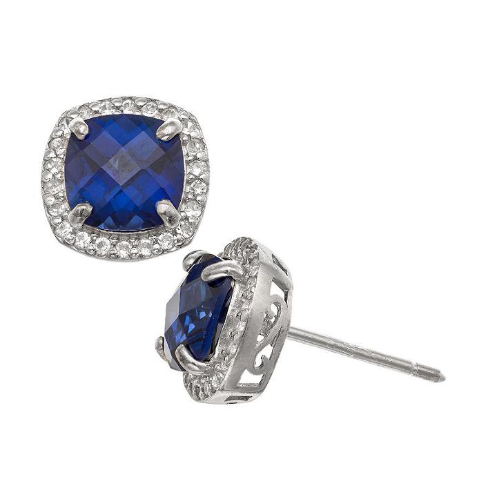 Lab Created Blue Sapphire 10mm Stud Earrings
