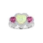 Lab-created Opal With Pink And White Sapphire Sterling Silver Ring