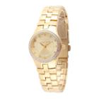 Personalized Dial Womens Diamond-accent Gold-tone Bracelet Watch