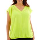 Liz Claiborne Short-sleeve V-neck Dot Print Blouse With Cami - Plus