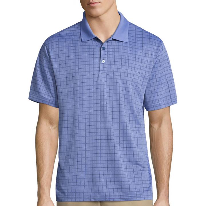 Haggar Short Sleeve Plaid Polo Shirt