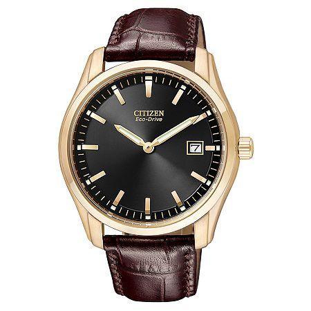 Citizen Eco-drive Mens Brown Leather Watch Au1043-00e