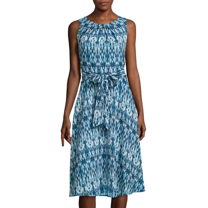 Black Label By Evan-picone Sleeveless Printed Fit-and-flare Dress
