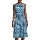 Black Label By Evan-picone Sleeveless Printed Fit-and-flare Dress