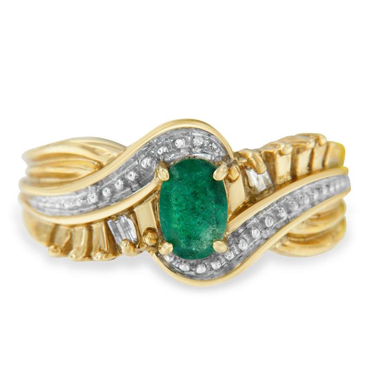Womens 5/8 Ct. T.w. Color Enhanced Green Emerald 10k Gold Cocktail Ring