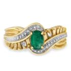 Womens 5/8 Ct. T.w. Color Enhanced Green Emerald 10k Gold Cocktail Ring