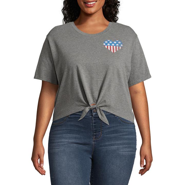 City Streets Heart Tie Front Tee - Juniors Plus