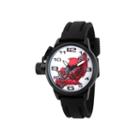 Marvel Mens Deadpool Black And White Crown Protector Strap Watch