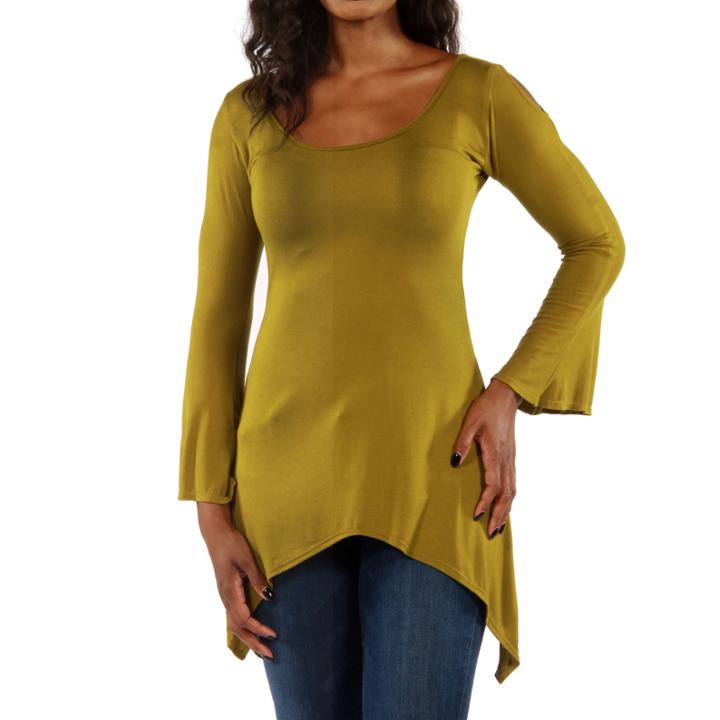 24/7 Comfort Apparel High-low Split Sleeve Tunic Top