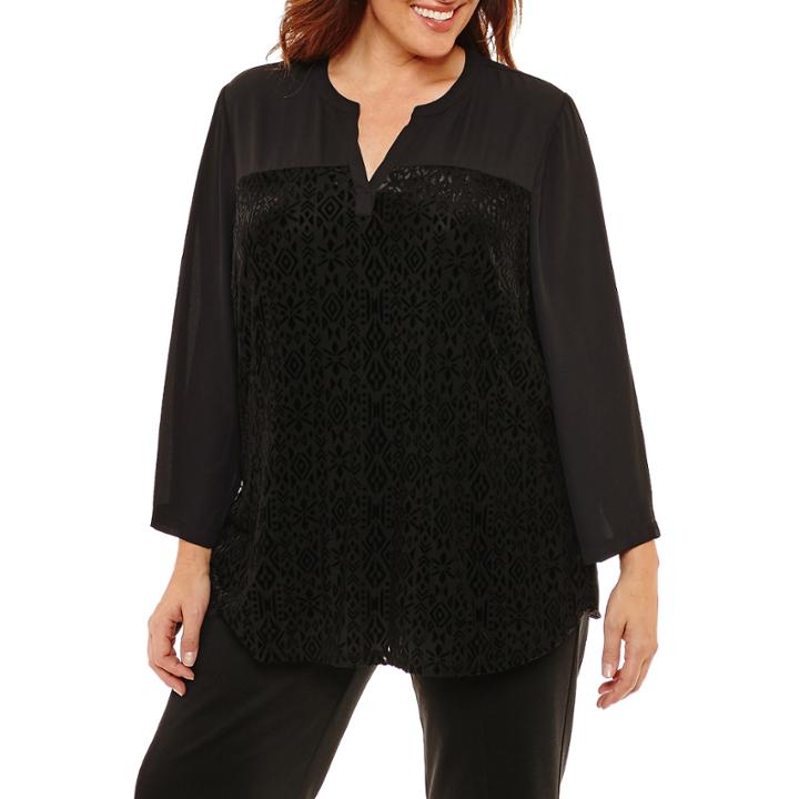 Liz Claiborne Velvet Burnout Tunic- Plus
