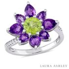 Laura Ashley Womens Genuine Green Peridot Sterling Silver Cocktail Ring