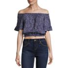 Us Polo Assn. Floral Off Shoulder Crop Top-juniors