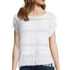 A.n.a Cap-sleeve Crochet Fringe Sweater