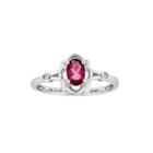 Womens Lab-created Red Ruby And Diamond Accent Ring In Sterling Silver