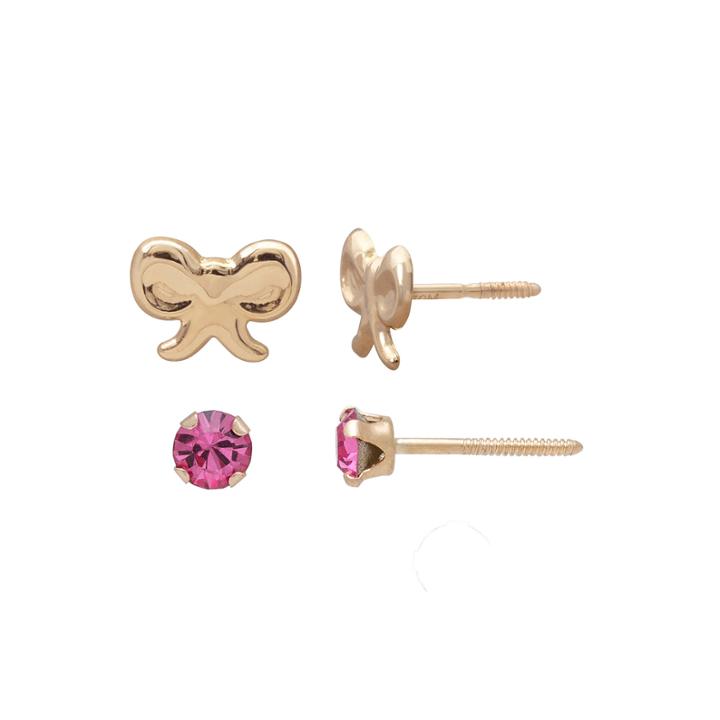 Pink Cubic Zirconia 14k Gold Earring Sets