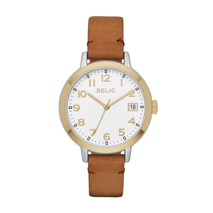Relic Womens Brown Strap Watch-zr12216