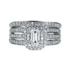 Womens 1 1/2 Ct. T.w. Genuine Emerald White Diamond 14k Gold Engagement Ring