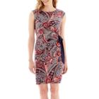 R & K Originals Cap-sleeve Paisley Print Side-tie Sheath Dress - Petite