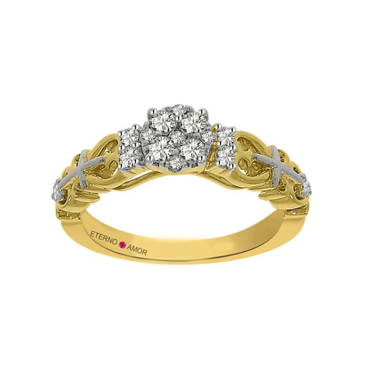 Eterno Amor Womens 1/3 Ct. T.w. Genuine Round White Diamond 14k Gold Engagement Ring