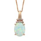 Womens Lab Created White Opal 10k Rose Gold Pendant Necklace