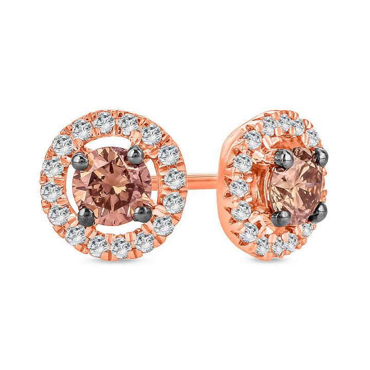 1/2 Ct. T.w. Multi Color Diamond 10k Gold 6.7mm Stud Earrings