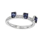 Personally Stackable Lab-created Sapphire Textured 3-stone Ring