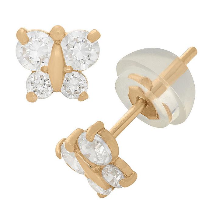 Lab Created White Cubic Zirconia 4.5mm Stud Earrings