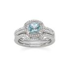 Genuine Aquamarine And 3/8 Ct. T.w. Diamond 10k White Gold Ring