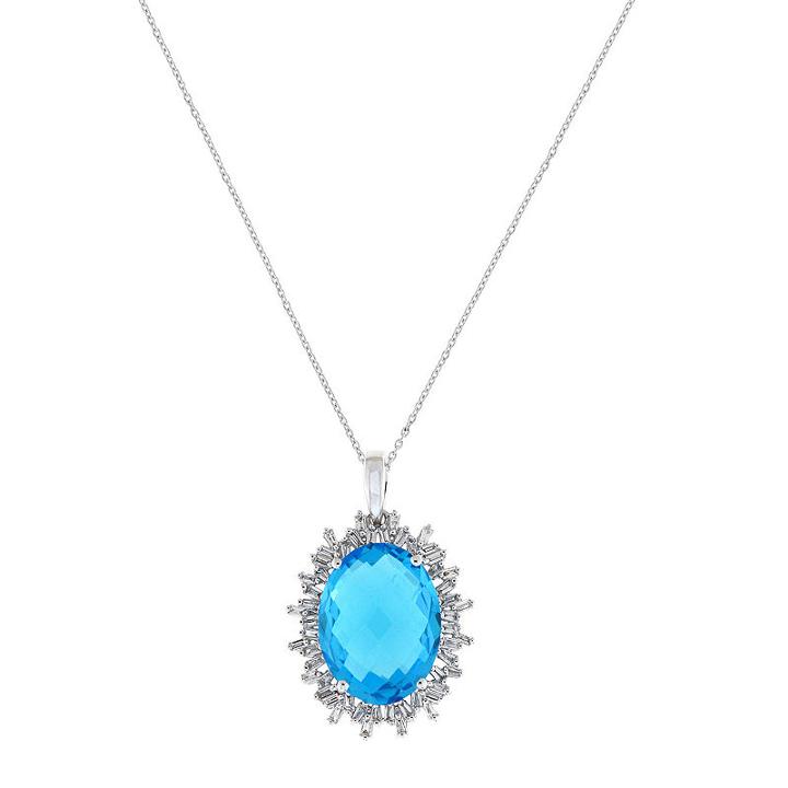 Womens 3/8 Ct. T.w. Blue Topaz 18k Gold Pendant Necklace
