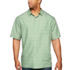 Van Heusen Poly Rayon Short Sleeve Checked Button-front Shirt-big And Tall