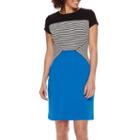 Studio 1 Short-sleeve Colorblock Striped Sheath Dress - Petite
