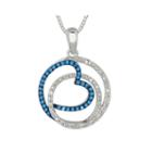 1/3 Ct. T.w. White & Color-enhanced Blue Diamond Sterling Silver Pendant Necklace