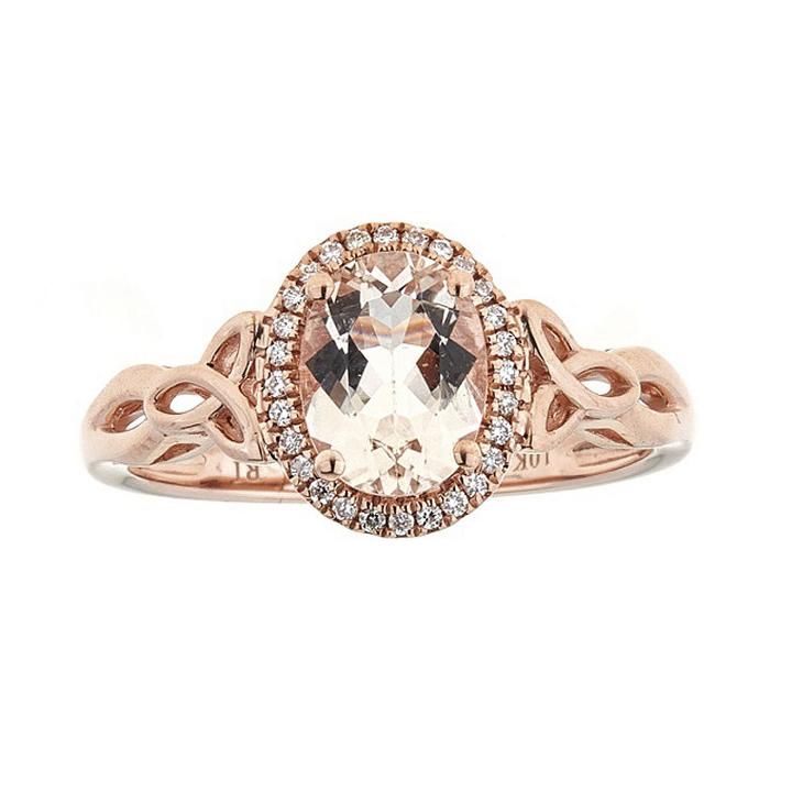 Womens 1/10 Ct. T.w. Genuine Morganite Pink 10k Rose Gold Cocktail Ring