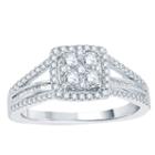 Womens 3/4 Ct. T.w. Round White Diamond 10k Gold Engagement Ring