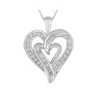 1/5 Ct. T.w. Diamond 10k White Gold Double Heart Pendant Necklace