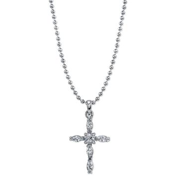 1928 Symbols Of Faith Religious Jewelry Womens Clear Cross Pendant Necklace