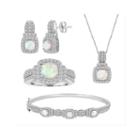 Lab-created Opal And Cubic Zirconia Pure Silver Over Brass 4pc Set