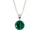 Lab-created Round Emerald Sterling Silver Pendant Necklace
