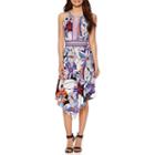 London Style Collection Sleeveless Floral Alternative-hem Halter Dress