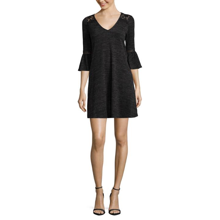 By & By Elbow Sleeve Swing Dresses-juniors