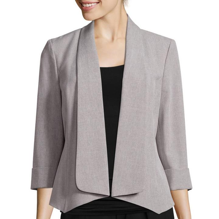 Black Label By Evan-picone Long-sleeve Open Front Jacket