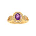 Genuine Amethyst And Cubic Zirconia 14k Gold Over Brass Ring