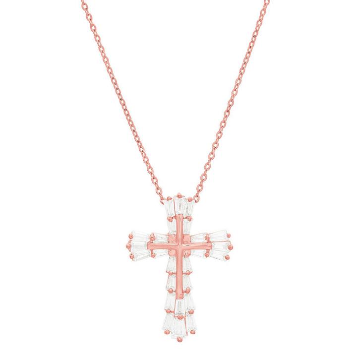 Diamonart Womens White Cubic Zirconia Cross Pendant Necklace
