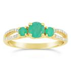 Womens 1/8 Ct. T.w. Green Emerald 10k Gold 3-stone Ring