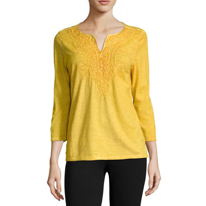 St. John's Bay 3/4-sleeve Washed Tee - Petite