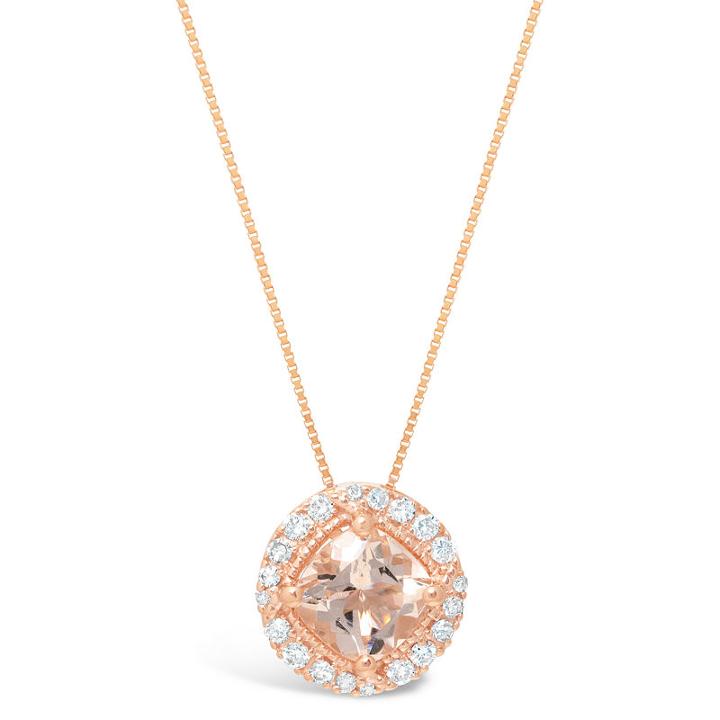 Womens 1/7 Ct. T.w. Pink Morganite 10k Gold Pendant Necklace
