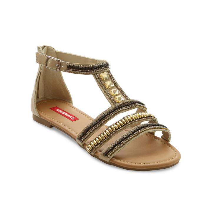 Unionbay Gisella Jeweled Zip-back Flat Sandals